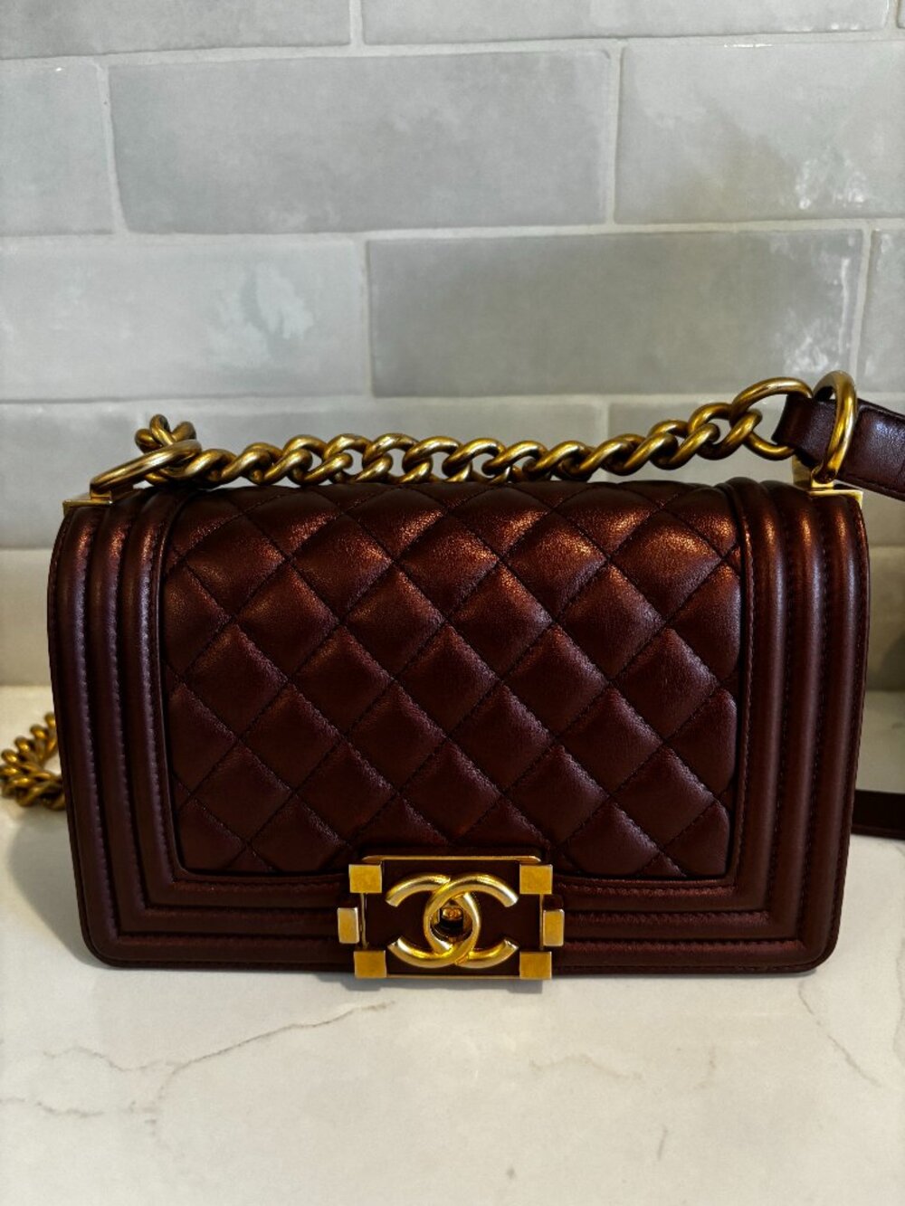 Authentic Chanel Boy Flap Bag small